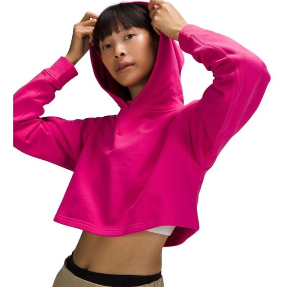 Lululemon All Yours Cropped Terry Hoodie Sonic Pink Plus Size 18 NWT - Picture 1 of 15